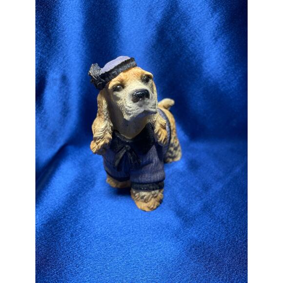 Buff Cocker Spaniel Dog Wearing Sweater and Hat Figurine - Picture 6 of 8